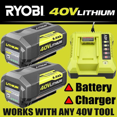 #ad 8.0Ah Battery 40 Volt for Ryobi 40V Lithium OP40602 Battery with LED Charger $96.00