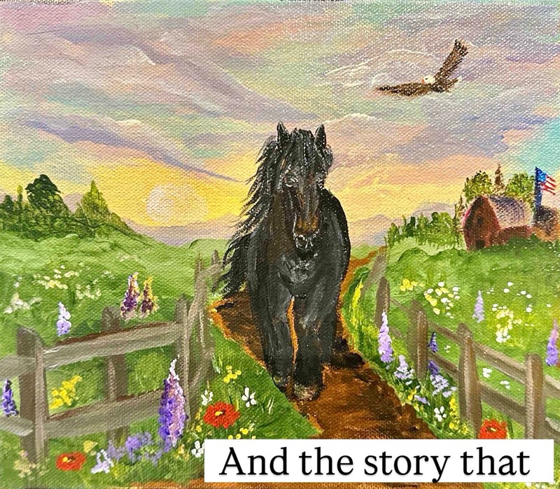 ACEO Art Card Signed Print Of Original Oil 2.5x3.5 The Journey Percheron Beauty