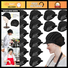16 Pcs Adjustable Chef Hats & Hair Nets for Women - Kitchen Cooking Caps, Black