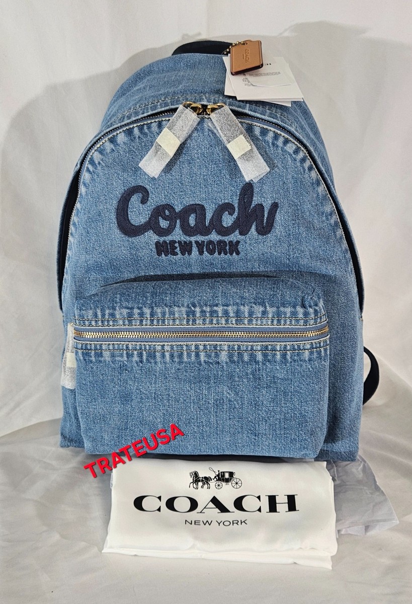 NWT COACH Denim Cargo Backpack CAT43 denim/Brass/Indigo