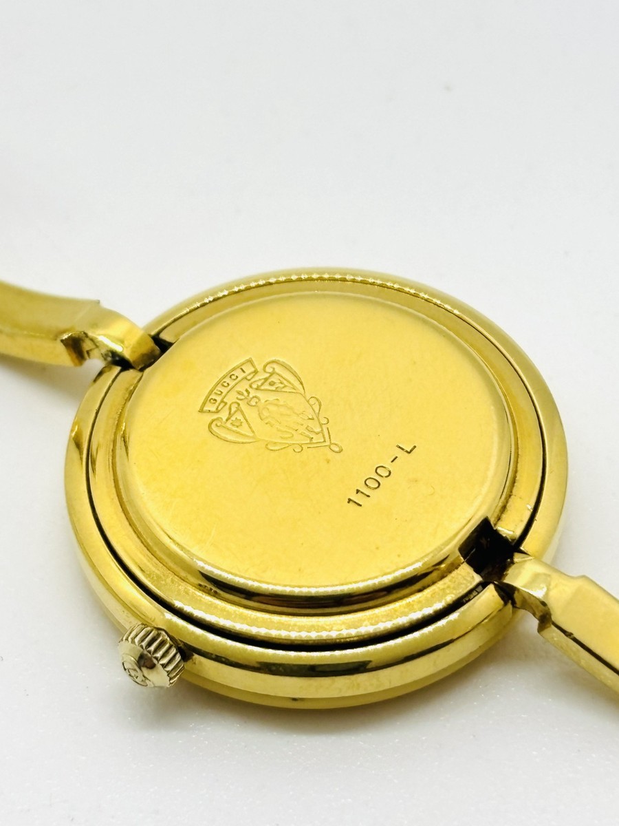 Near Mint] Gucci 1100-L change bezel White Red Vintage Watch Used