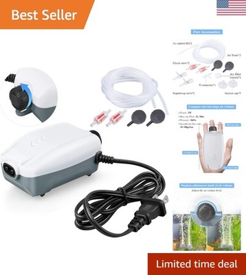 Complete Aquarium Air Pump System with Adjustable Output for 20-100 Gallon Tanks