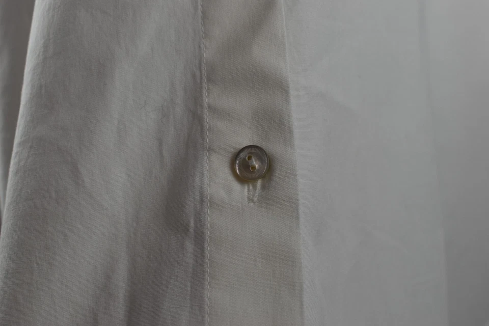 Vestido Camisa Eileen Fisher Talla XL Blanco Cuello Abotonado Manga Corta Bolsillos Foto 3 de 4