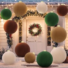 12 Pcs Giant Inflatable Velvet Christmas Ball Ornaments 9", 12", 16" Large Xm...