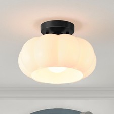 Mid-Century Modern Black Semi Flush Mount Ceiling Light 10 Inch