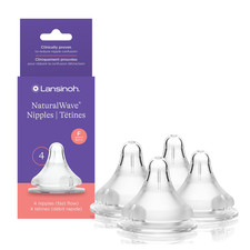 Naturalwave Baby Bottle Nipples, Fast Flow, Size F, 6 Months, 4 Count 100 So