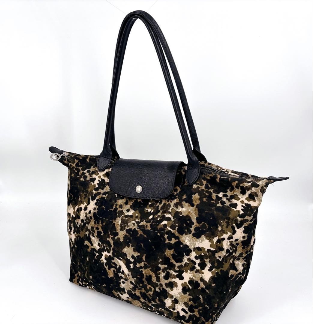 Rare Defective LONGCHAMP Leopard Pattern Tote Bag… - image 1