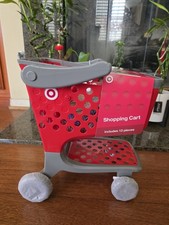 NEW 2024 Target Toy Mini Kids Shopping Cart 12 Pieces , Play Food, Cup Holder