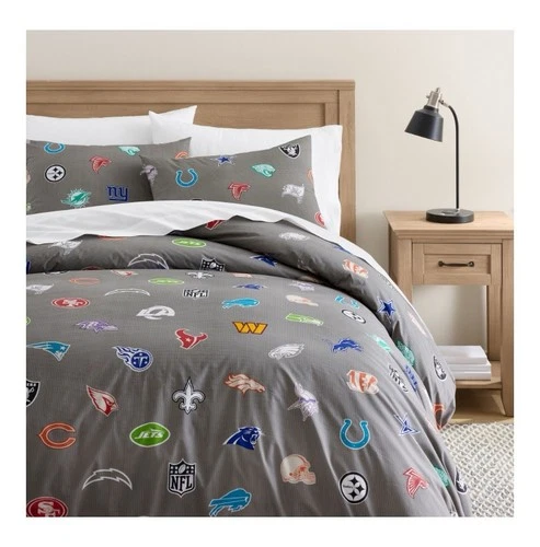 Pottery Barn Teen/Kids Football NFL Brights Logo Duvet Cover Sz Full/Queen CLEAN