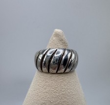Vintage Sterling Silver 925 Ribbed Dome Band Ring Size 9.75 6.51 Grams