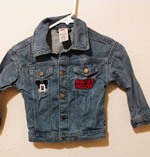 Disney Mickey Mouse Girls Blue Denim Jacket 4T Button, Embroidered Pockets