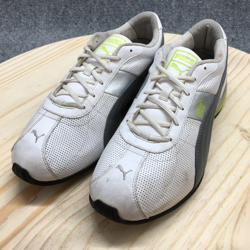 Puma Zapatos Para Hombres 11 Turín Tenis Atléticos Bajos Blanco Gris Imitación Cuero Con Cordones Foto 3 de 4