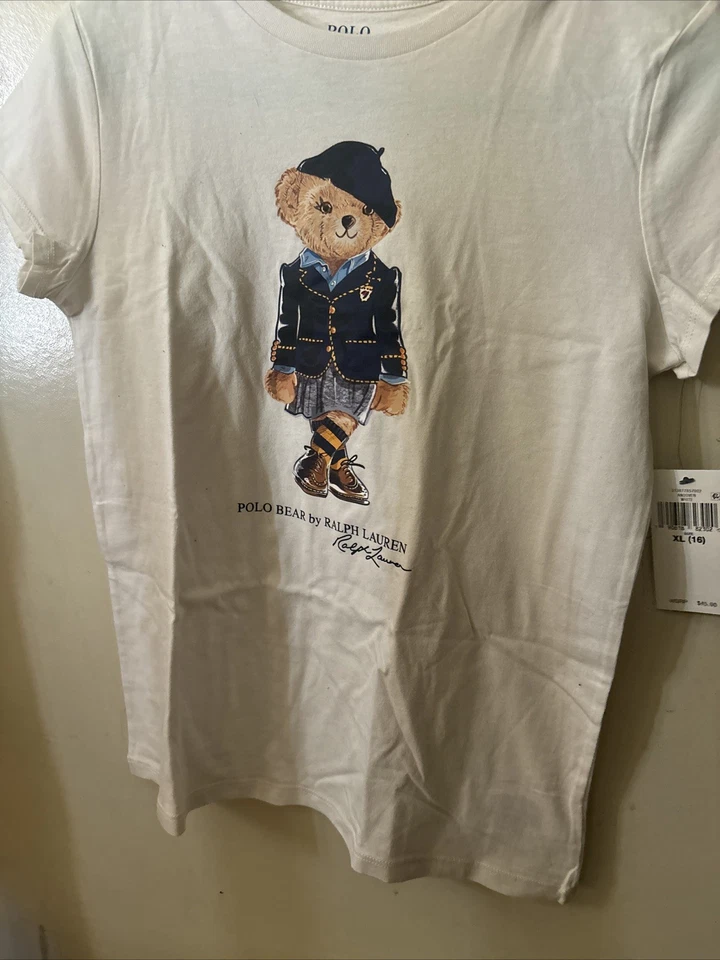 Camiseta de jersey de algodón Polo Bear de Ralph Lauren para niñas talla XL Foto 2 de 3