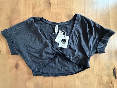 Daily Practice Anthropologie Washed Black Twisted Crop Tee S