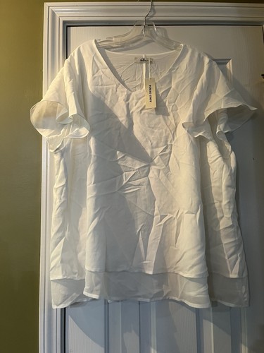 Agnes Orinda White Women’s Shirt Size 3X