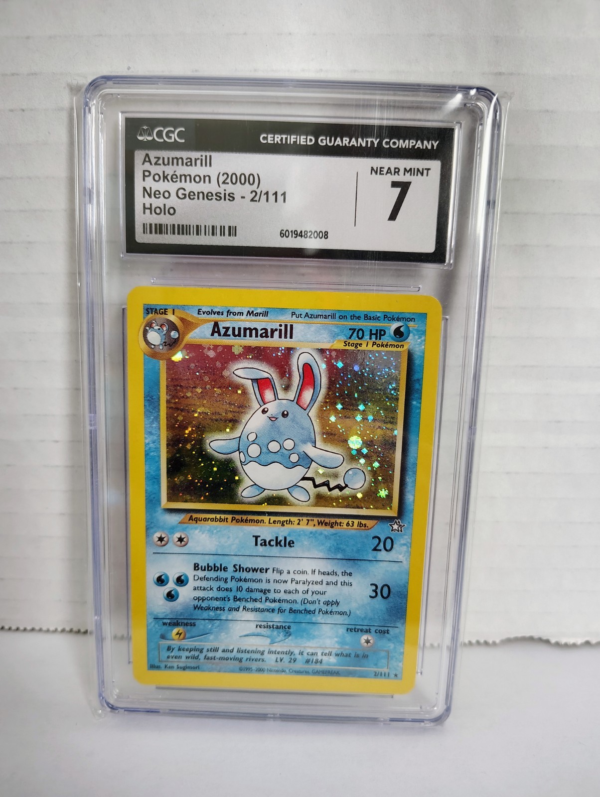 2000 Pokemon Neo Genesis Azumarill Holo #2/111 CGC 7 - PSA 