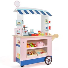 Kids Toy Cart Play Set Kids Snacks  Sweets Food Cart w/ 30 PCS Accessories