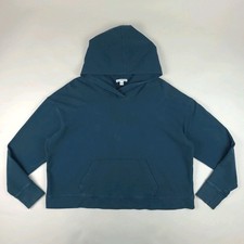 James Perse Cropped Hoodie Womens 3 Green Cotton Pullover WXAH3254CU