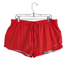 Womens Nike Dri-Fit Red Athletic Shorts Lined Elastic Waist Drawstring Size XL