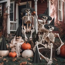 24 PCS Halloween Witch Hat with Nylon Ropes for Halloween Yard Decor
