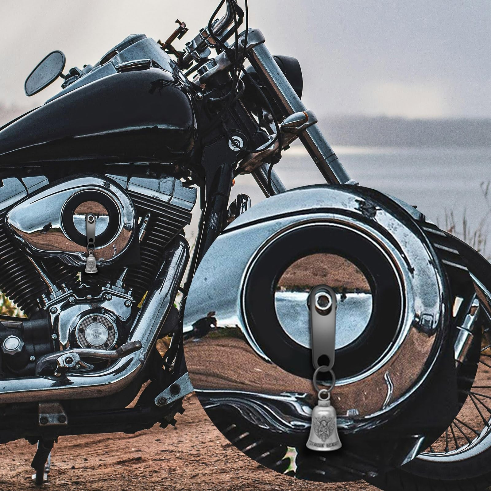 Anwlki Biker Guardian Luck Riding Bell Motorcycle Gremlin Bells with 2 Key Ch...