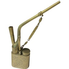 Late Qing/ Early Republic Engraved Brass Chinese Water Pipe Circa 1880-1920