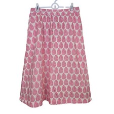 Women's Boden Pink  White Floral Midi Skirt w/ Pockets  Size 8R