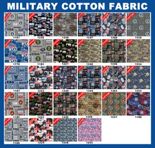 US Military Branches Cotton Fabric - 44 " Wide - Sold by the Yard & Bolt