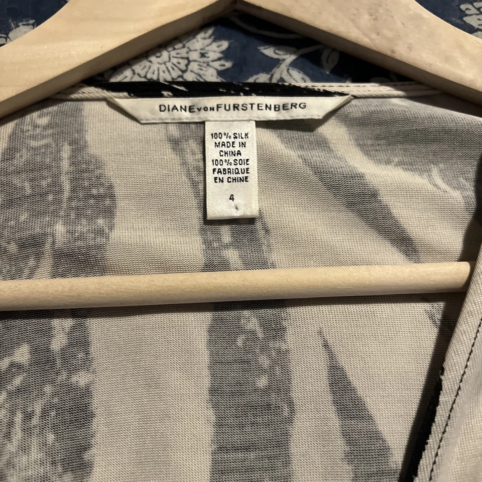 Vestido De Colección Diane von Furstenberg Julian Envolvente 4 Rayas Cebra Seda Jersey Tejido Foto 3 de 3