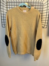 VTG 1960s BRENT MONTGOMERY WARD MEN GOLD SWEATER SIZE M WOOL MOHAIR RIBBED KNIT
