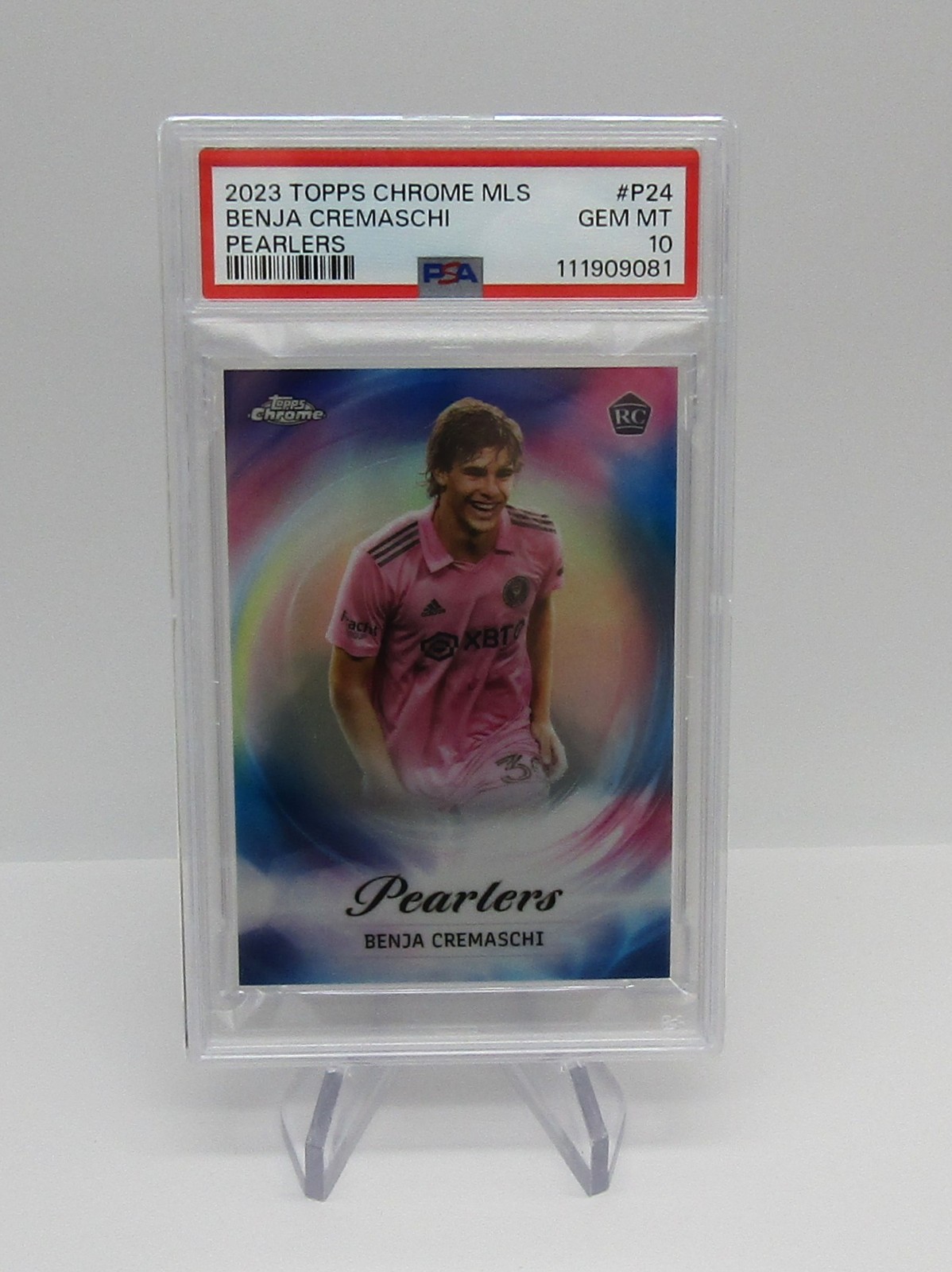 2023 Topps Chrome MLS Pearlers Benja Cremaschi Inter Miami Rookie RC P-24 PSA 10