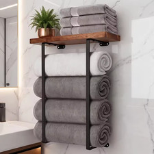 Towel Racks for Bathroom Wall Mounted with Wooden Shelf Bath Towel