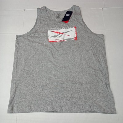 Reebok Tank Top Men's 2XL XXL Gray Training GS Vector Tank T-Shirt Cotton Blend