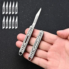 NEW Folding Utility Knife Scalpel Blade Paper Cutter Pocket Outdoor EDC Keychain