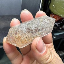 54g Natural Rutilated Quartz Obelisk Crystal Double Point Mineral Reiki Decor