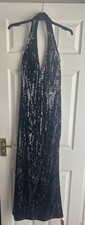Pretty Little Thing Black Sequin Halterneck Maxi Dress Size 6 New With Tags