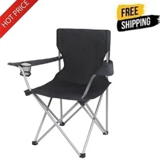 Quad Folding Camp Chair with Cup Holder Portable Collapsible Chair for Beach US