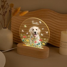 Personalized Pet Photo Memorial Night Light: Dog Cat Loss Sympathy Gift decor