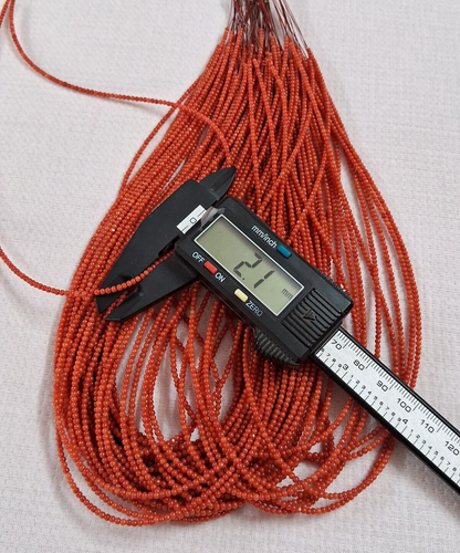 Natural Italian Red Coral Gemstone 2.1 mm Round Beads Full 16 Inch Long Strands - Picture 9 of 16