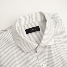 Theory mens extreme slim white striped dress shirt - 15.5 36 - 100 Cotton