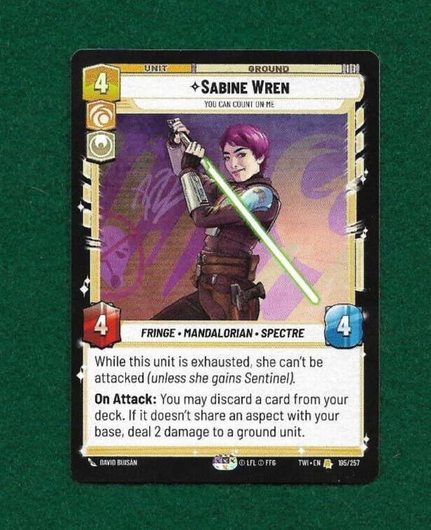 STAR WARS UNLIMITED SABINE WREN #195 TWILIGHT OF THE REPUBLIC RARE