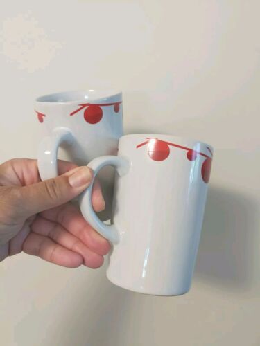 Starbucks Holiday Christmas Coffee Mug Cups (Set Of 2) White Red Ornaments 2012
