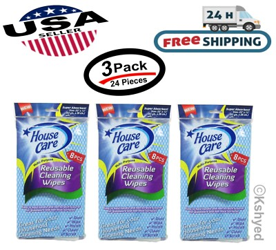 #ad #ad 24 Pcs House Care Handy Wipes Multi Purpose Reusable Cleaning Cloth 3 Pack $11.99