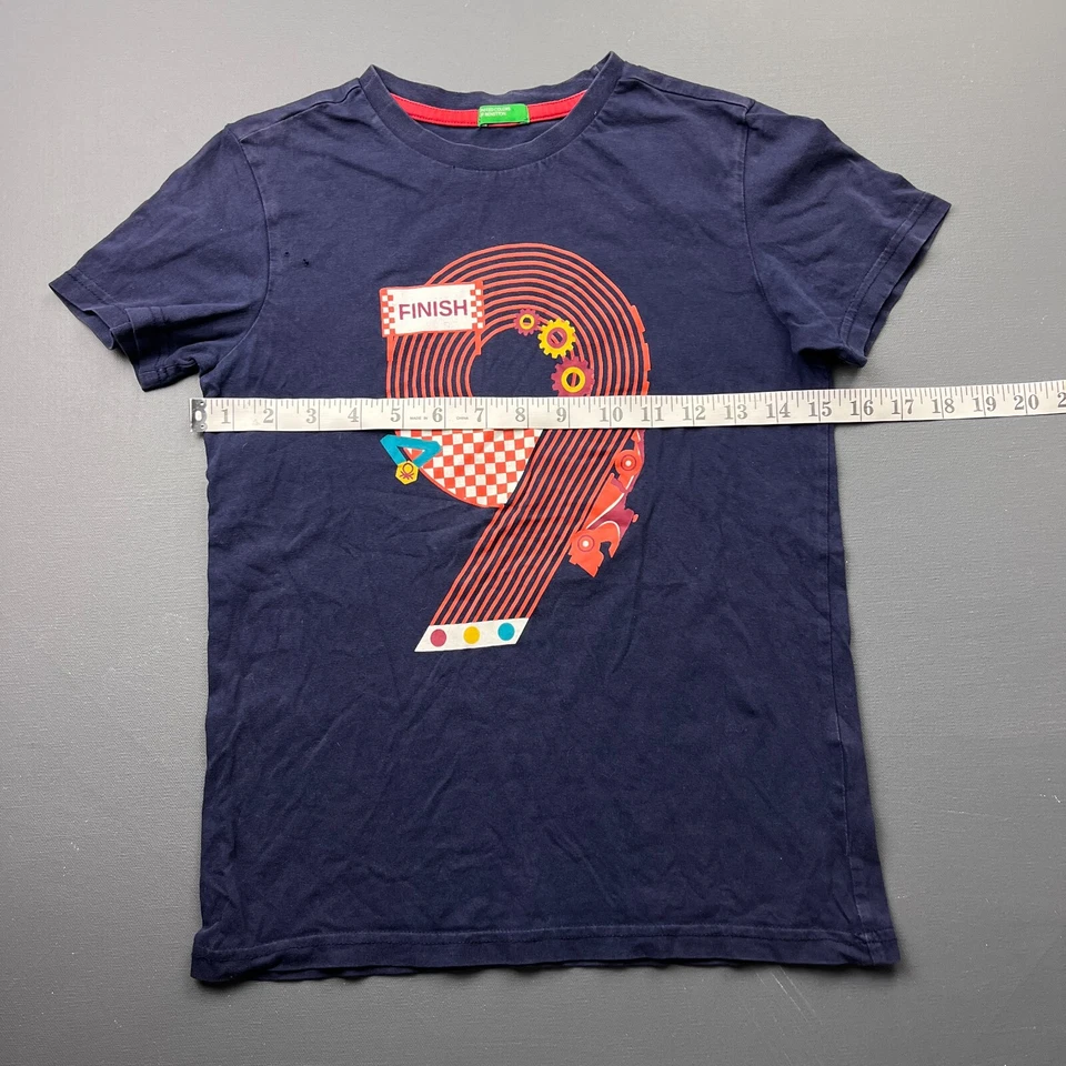 Camiseta United Colors of Benetton Niños Talla XL Azul Gráfico Coche de Carreras Número 9 Foto 4 de 4