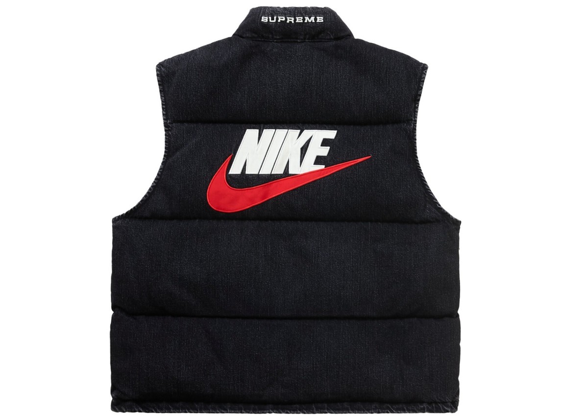 Supreme x Nike Denim Puffer Vest in Black - Large | eBay UK