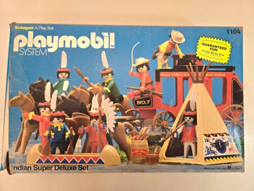Vintage 1980 Playmobil System Indian Super Deluxe Set 1104 Complete Toy Set
