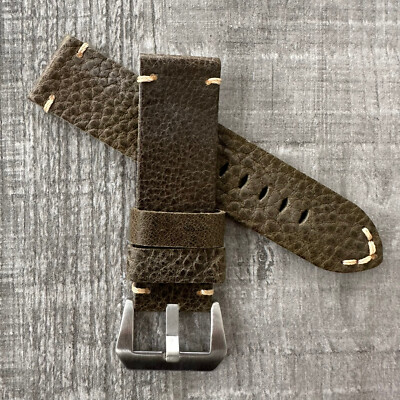 24mm Grün Lychee Leder Uhrenarmband Band Für Officine Panerai Pam Uhren