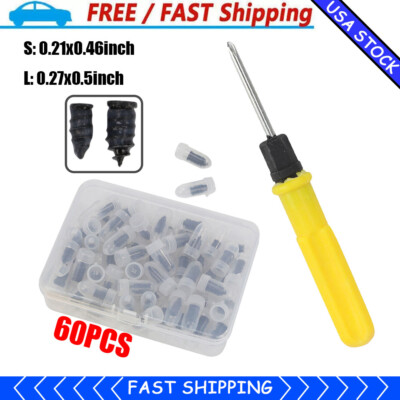 61x Car Tubeless Vacuum Tyre Puncture Repair Kit Screw Nails Tire Patch Plug New