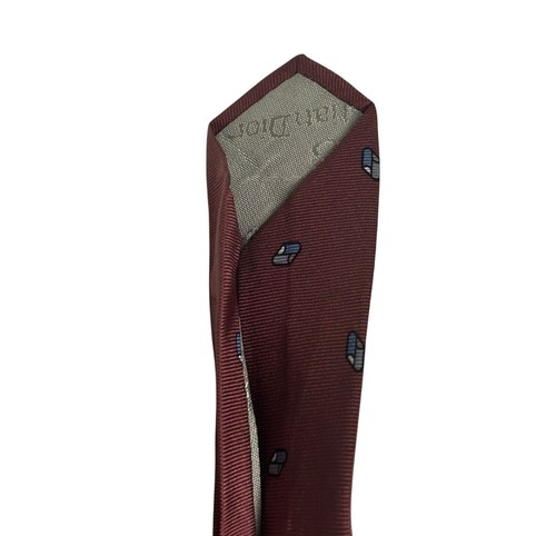 Christian Dior All Silk Printed Neck Tie Men's 58" Red Blue Brown Gray USA Made - Picture 6 of 7