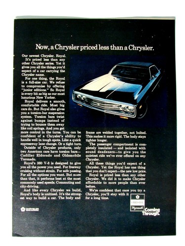 1971 Chrysler Newport Vintage Original Print Ad 8.5 x 11"